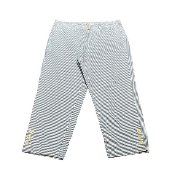 Talbots Women’s Blue And White Pinstripe Petal Pusher Cropped Pant, Size 6 - Picture 1 of 7